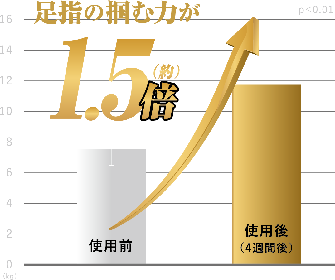 足指の掴む力が1.5倍