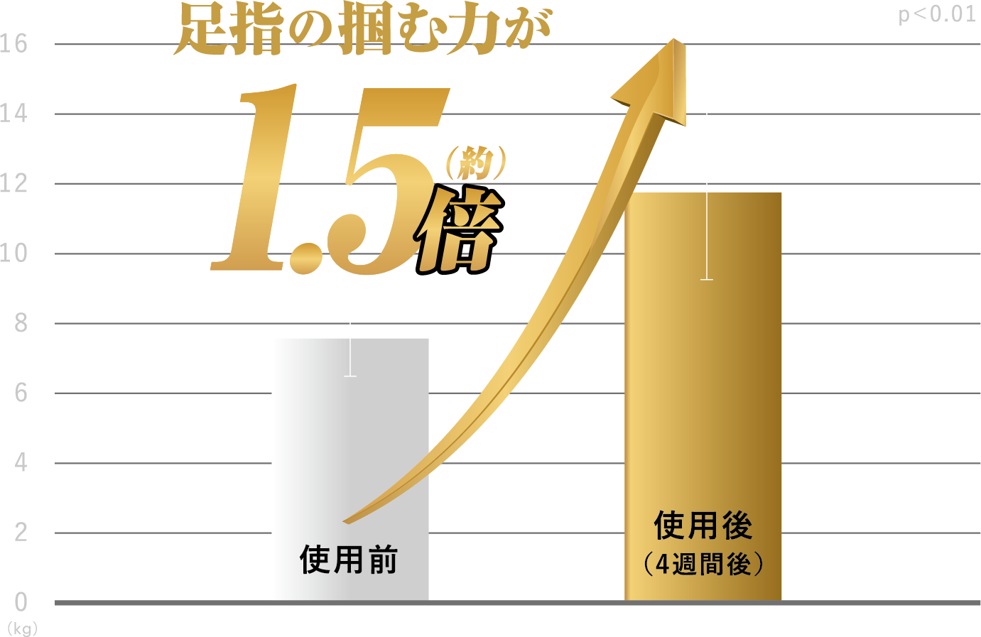 足指の掴む力が1.5倍